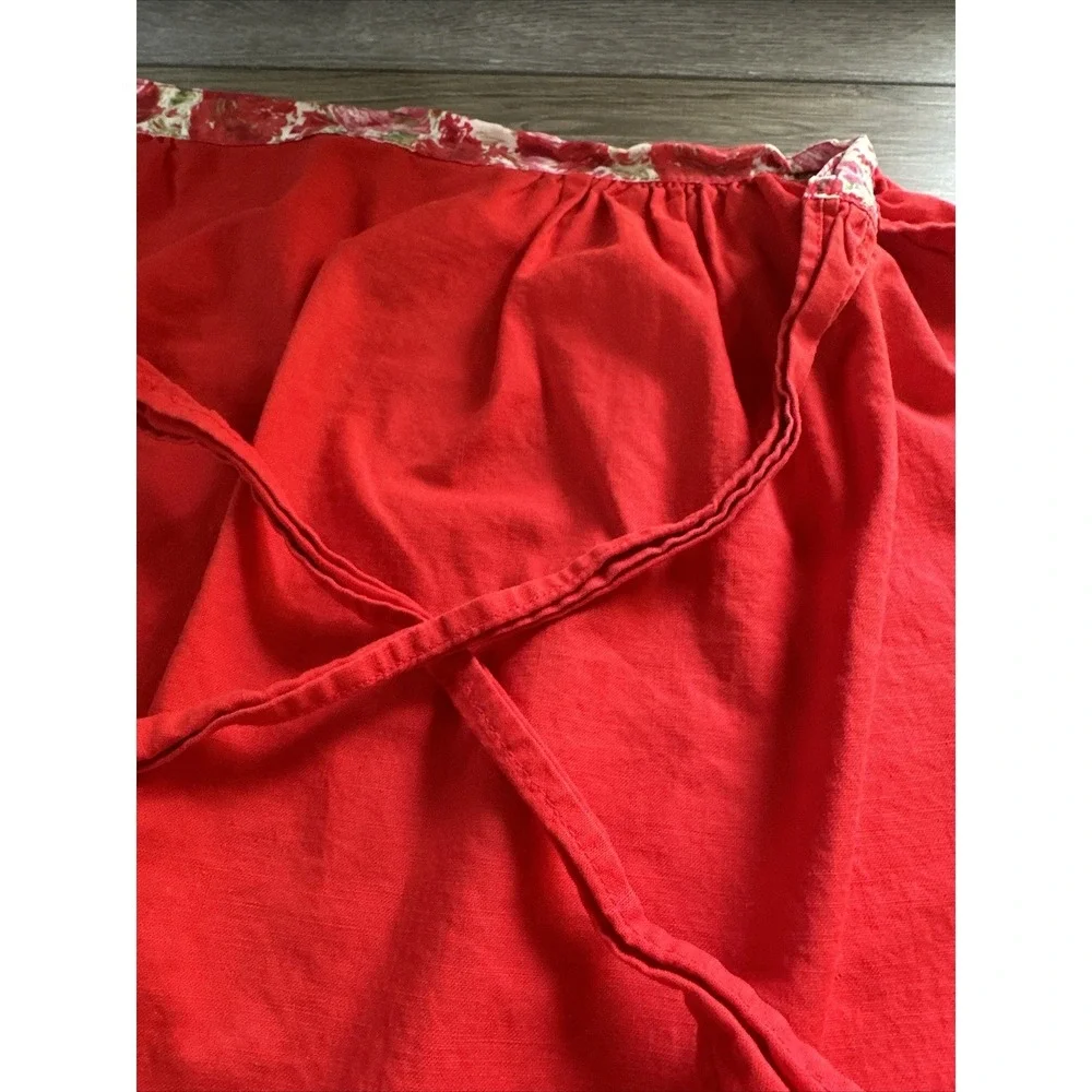 Unbranded Half Apron Women OS Red Excellent‎ Floral Pocket Rickrack Retro Cotton